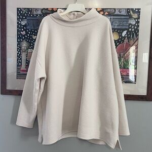 Wonderly Cream Color Ribbed Oversized Cozy Turtleneck 3XL Plus Size Sweater